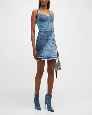 Patchwork Denim Mini Dress