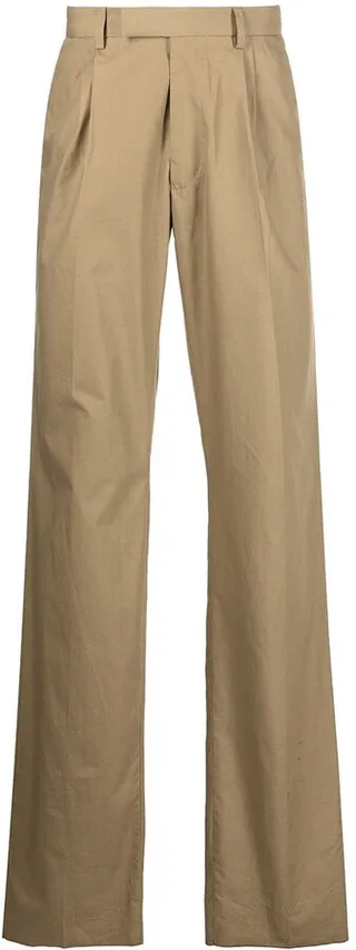 Box-Pleat Straight-Leg Trousers