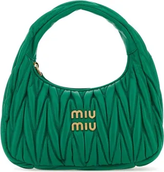 Miu Miu Wander Matelassé Logo Plaque Mini Hobo Bag