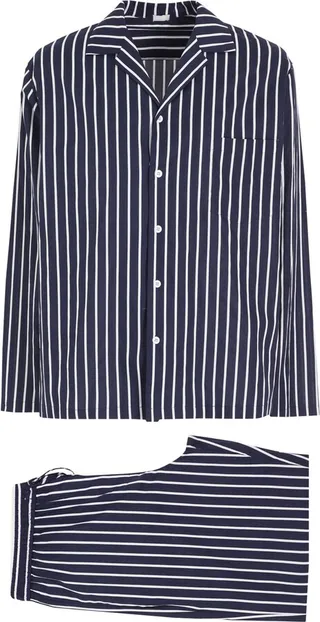 Cotton Striped Pyjama Set Sleepwear Navy Blue