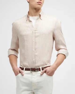 Men's Slim Fit Stripe Sport Shirt