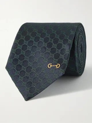7cm Logo-Embroidered Silk-Jacquard Tie