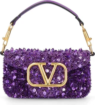Valentino Embellished Foldover Top Shoulder Bag