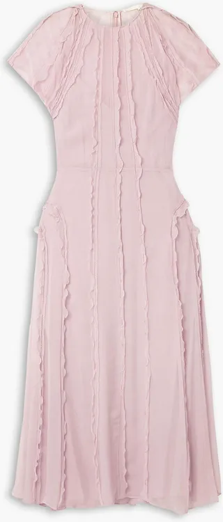 Ruffled silk-crepon midi dress
