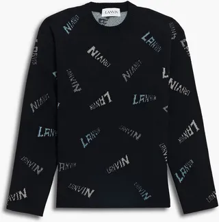 Metallic jacquard-knit sweater