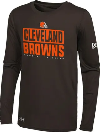 Men's New Era Brown Cleveland Browns Combine Authentic Offsides Long Sleeve T-shirt