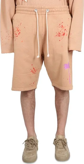 Palm Angels Paint-Splatter Drawstring Track Shorts