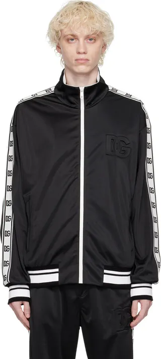 Dolce & Gabbana Black Embossed Zip-Up Sweater