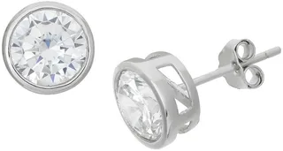 7mm Bezel Set Cubic Zirconia Stud Earrings in Sterling Silver
