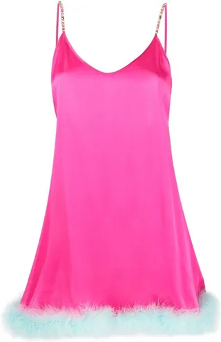 Feather-Trim Crystal-Embellished Minidress