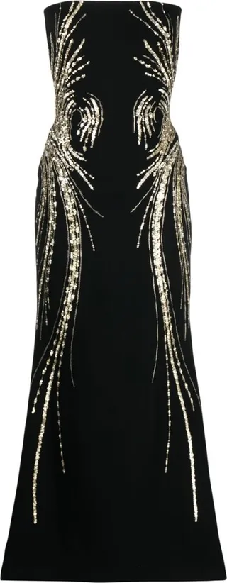Beaded Strapless Long Dress