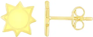 14K Yellow Gold Sun Stud Earrings