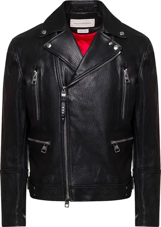 Black Biker Jacket In Leather Man
