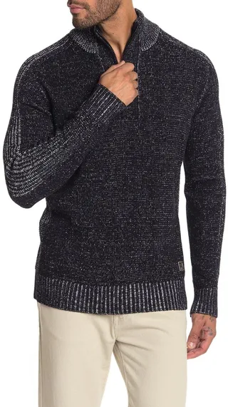 Quarter Zip Marble Knit Sweater