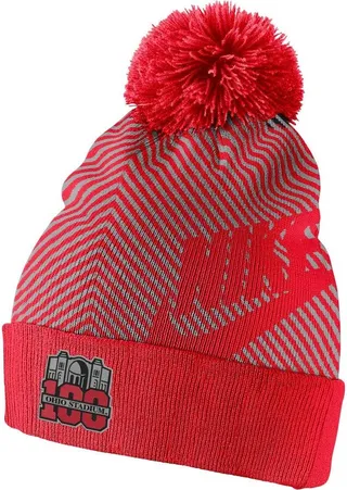 Men's Nike Scarlet Ohio State Buckeyes 100th Anniversary Ohio Stadium Cuffed Knit Hat with Pom
