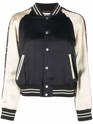 Polka Dot-Trim Bomber Jacket