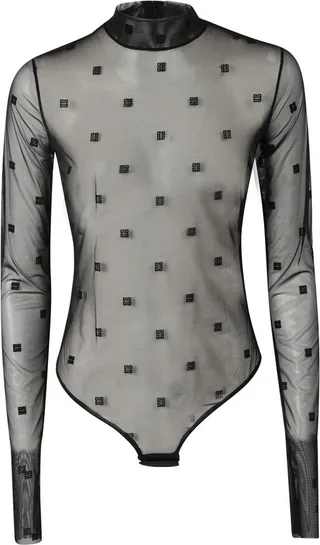 Givenchy Polka-Dot Mock Neck Bodysuit
