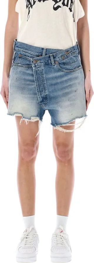 Crossover Denim Shorts