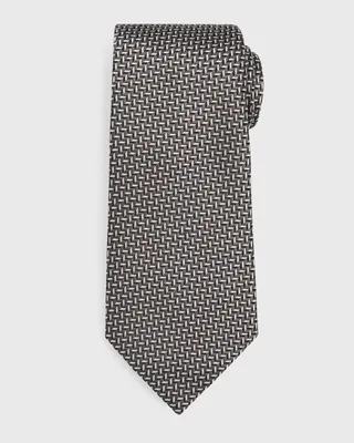 Men's Geometric Jacquard Silk Tie
