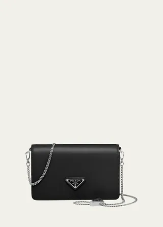Mini Triangle Logo Brushed Crossbody Bag