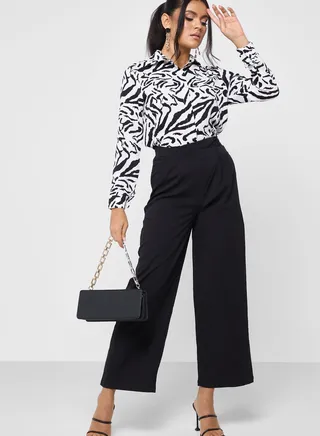 Asymmetrical Waist Detail Pants