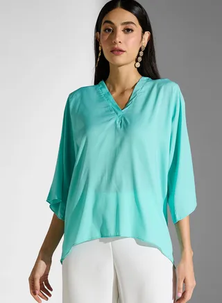 V-Neck Flared Sleeve Top