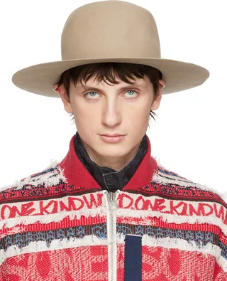 sacai Beige Felted Structured Hat