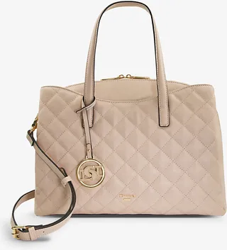 Womens Nude-plain Synthetic Dignify Quilted Faux-leather Tote