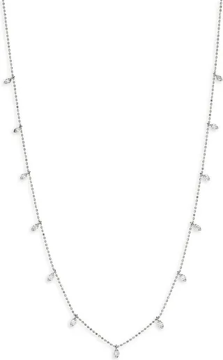 18K White Gold & Diamond Station Necklace