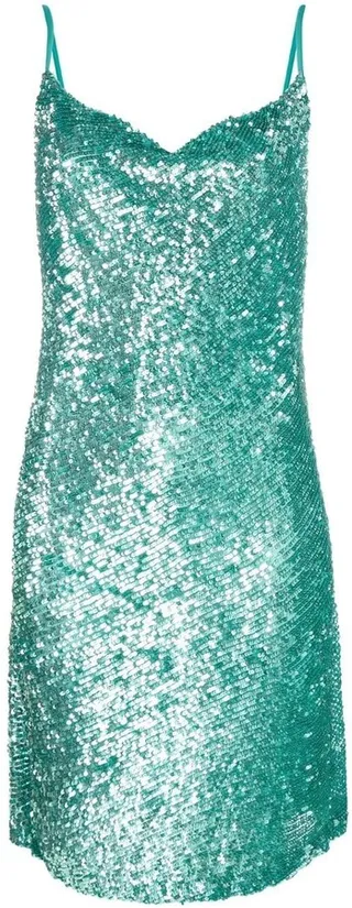 Cowl-Neck Sequinned Mini Dress
