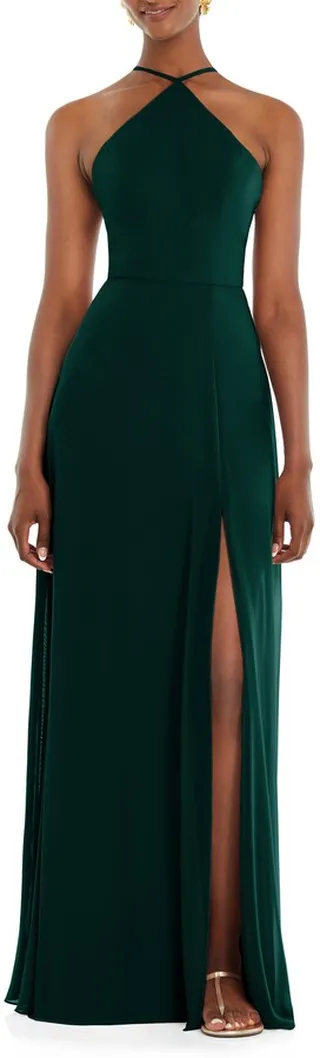 Halter Neck Chiffon Gown
