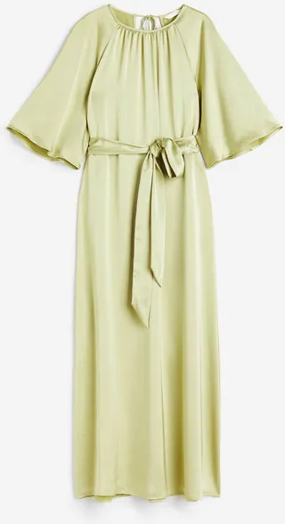 Tie-belt Satin Dress