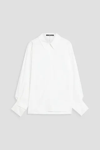 Pleated cotton-blend poplin shirt
