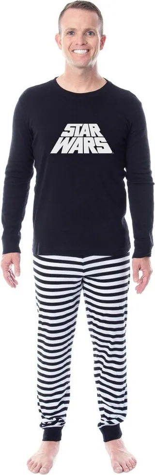Star Wars Movie Film Title Logo Mens' Womens' Adult Unisex Sleep Pajama Set (L) Black