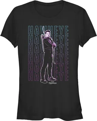 Junior's Marvel Hawkeye Name Stack T-Shirt - Black - Medium