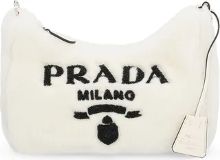 Prada Logo-Embroidered Shoulder Bag