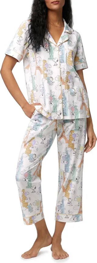 x Peanuts® Stretch Organic Cotton Crop Pajamas