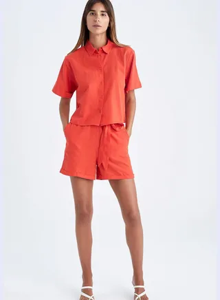 Paperbag Fit High Waisted Bermuda Shorts