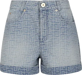 Hw Allover Monogram Denim Shorts