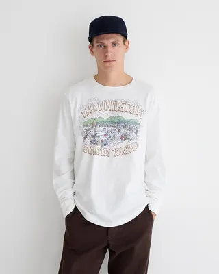 Long-sleeve made-in-the-USA pond hockey graphic T-shirt