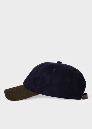 Navy And Brown Baseball Cap With 'Signature Stripe' Trim