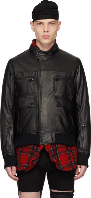 UNDERCOVER Black Zip Leather Jacket