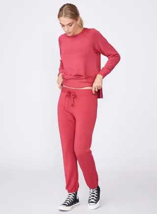 Softest Fleece Drawstring Sweatpant in Brick