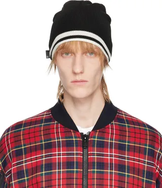 UNDERCOVER Black Striped Beanie