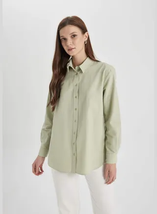 Woman Woven Long Sleeve Tunic