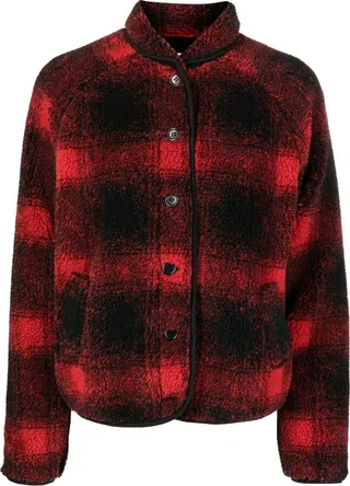 Beach checked faux-shearling jacket