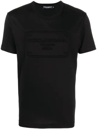 raised logo round-neck T-shirt
