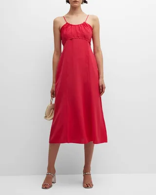 Sleeveless Scoop-Neck Crepe Midi Dress