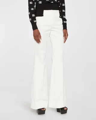 High-Rise Flare-Leg Cotton-Stretch Pants