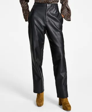 Leyden Women's Seamed Straight-Leg Elastic-Back Pants